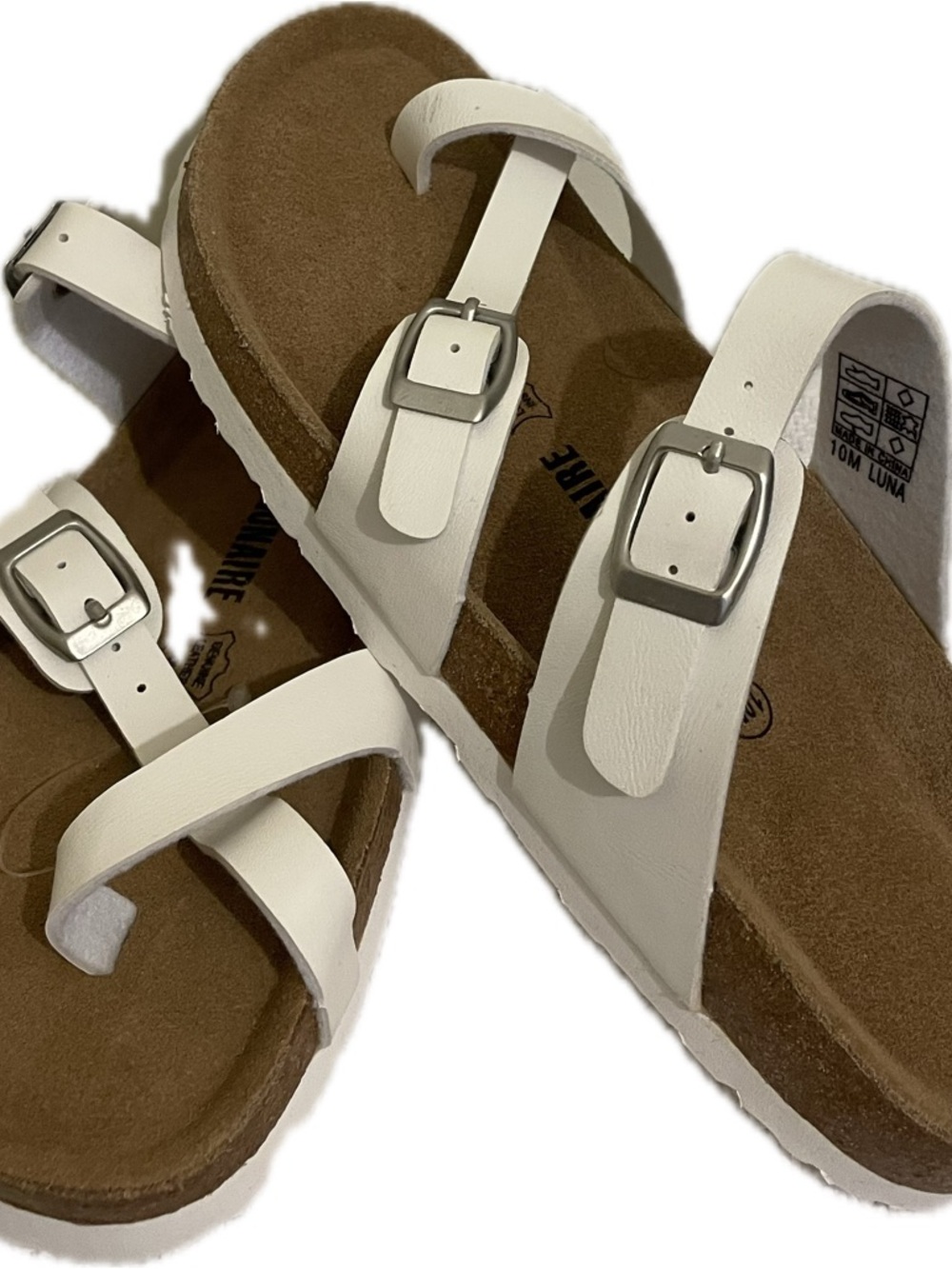 Cushionaire Luna Cork White Strappy Sandals Size 10 w/Dust Spot - Picture 8 of 12